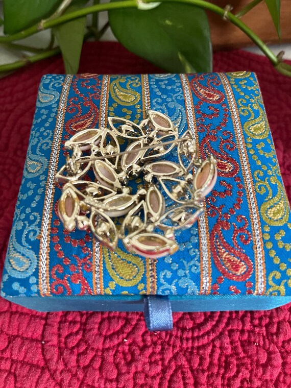 Vintage Bogoff Brooch with Pink Caps and Clear Rh… - image 4