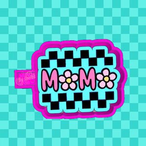 checkered mama with flowers car freshie stl