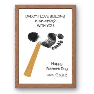 Papa, j'adore créer des souvenirs avec vous, oeuvre d'art pour la fête des pères, cadeau de fête des pères, souvenir d'empreinte de pas, cadeau pour papa d'un enfant, bricolage imprimable