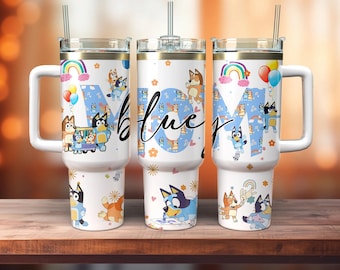 Mom Blue Dog 40oz Tumbler Wrap Png, Cartoon Characters 40oz Wrap Png, Cartoon Movies 40oz Tumbler Png, Cartoon Tumbler, Sublimation Designs