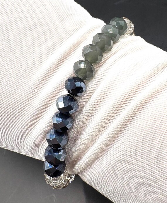 Faceted Crystal Beaded Stretch Stackable Bracelet… - image 2