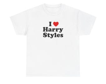 Katoenen T-shirt I Love Harry Styles | Grafisch uniseks shirt, fanartikelen, cadeau voor hem/haar, verjaardagscadeau, vrijetijdskleding
