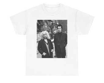 T-shirt Effy Stonem Skins Sid en Nancy | Zwart-wit T-shirt met fotoband | Vintage rockportret T-shirt muziek cadeau