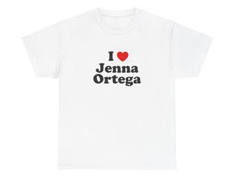 I Love Jenna Ortega katoenen T-shirt | Uniseks grafisch shirt, fanartikelen, cadeau voor hem/haar, verjaardagscadeau, vrijetijdskleding Wednesday Addams