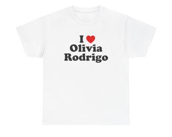 I Love Olivia Rodrigo katoenen T-shirt | Grafisch uniseks shirt, fanartikelen, cadeau voor hem/haar, verjaardagscadeau, vrijetijdskleding muziekconcert