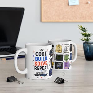 Code Build Solve Repeat Mug, Programmer Gift, Computer Science Coffee Cup image 5