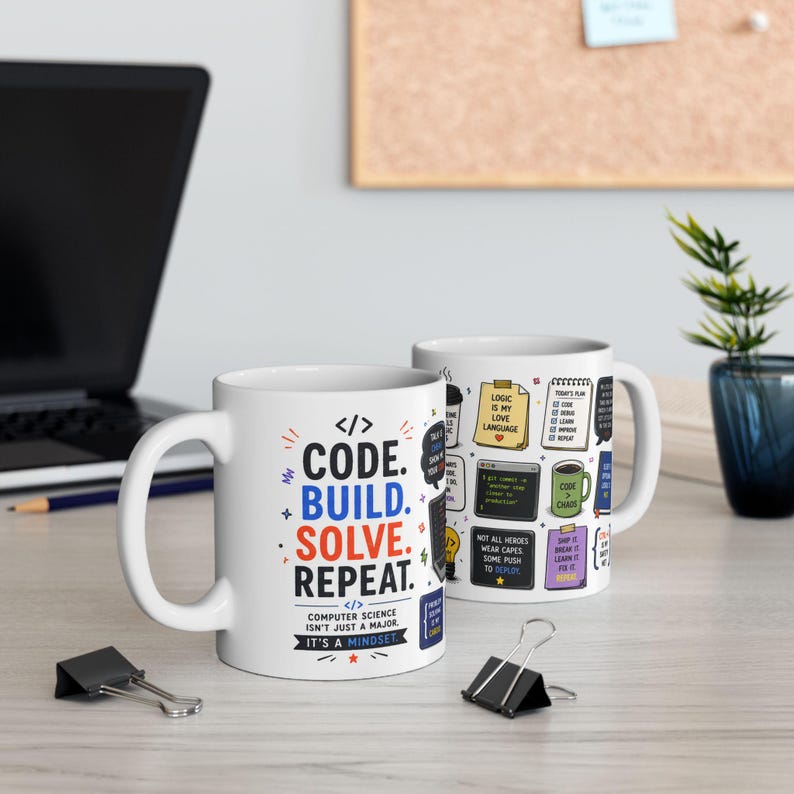 Code Build Solve Repeat Mug, Programmer Gift, Computer Science Coffee Cup image 5