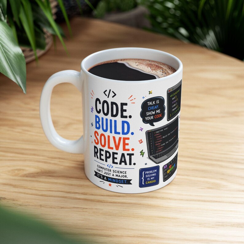 Code Build Solve Repeat Mug, Programmer Gift, Computer Science Coffee Cup image 7