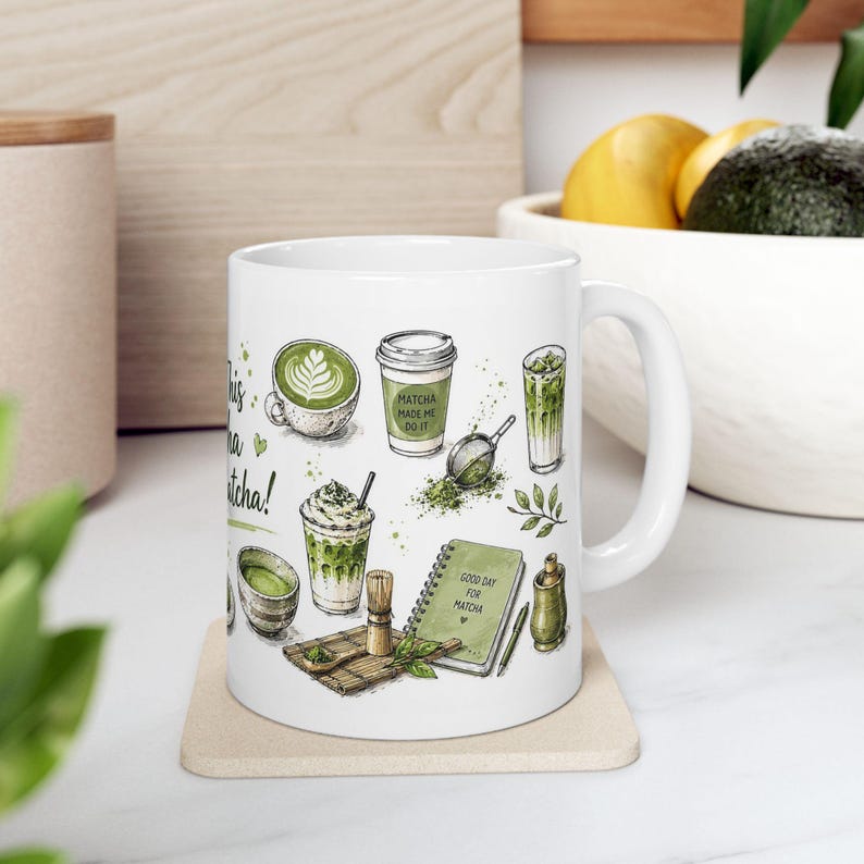 Lovin' This Matcha Very Matcha Mug, Matcha Lover Mug, Matcha Cup, Gift Matcha Lover, Gift for Her, Tea Lover Mug, Aesthetic Matcha Mug, 11oz image 2