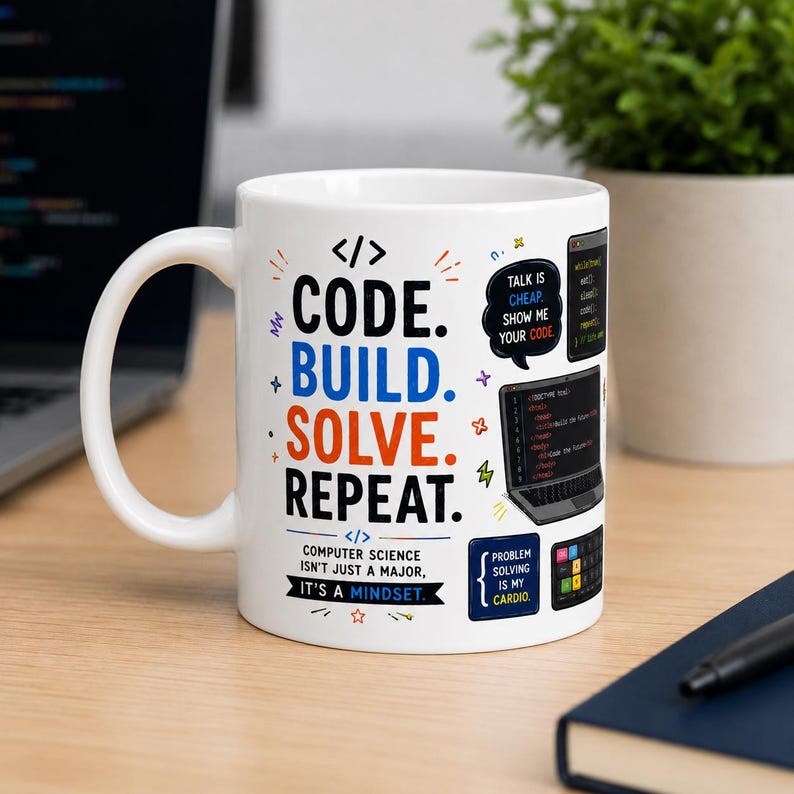 Code Build Solve Repeat Mug, Programmer Gift, Computer Science Coffee Cup image 2