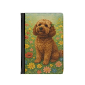 Floral Dog Passport Cover, Cute Pet Travel Accessory, Dog Lover Gift, Unique Travel Essentials, Pet-Themed Travel Wallet, Goldendoodle