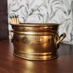 Vintage Brass planter pot with decorative handles