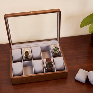 Custom Engraved Watch Box, Wooden Watch Storage Box for Men, Personalized Birthday Gift for him, Handmade Large Watch Box, gift for husband
