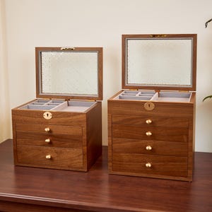 Scatola portagioie con serratura, scatola portagioie in legno a 4/5 strati, scatola portagioie con incisione personalizzata, regalo per lei, regalo di anniversario, regalo di compleanno