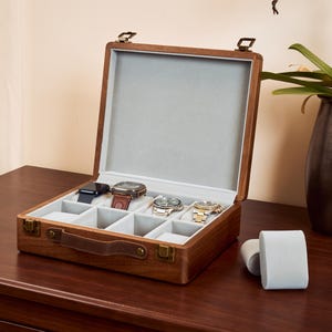Solid Walnut Wood Watch Storage, Large Custom Watch Box, Personalized Birthday gift for him, gift for husband, wedding gift for groomsmen