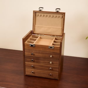 Custom Wooden Jewelry Box wit Multi Layers, Jewellery Box/Handmade Jewelry Storage, Necklaces/Rings/Bracelets/Earrings Organizer Box for Her