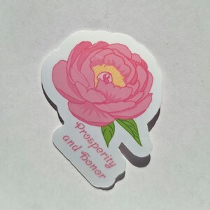 Bellissimo fiore di peonia fatto a mano con significato, adesivo in vinile di alta qualità per diario e album.