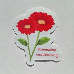 Bellissimo fiore di gerbera fatto a mano con significato, adesivo in vinile di alta qualità per diario e album.