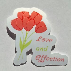 Bellissimo fiore di tulipano fatto a mano con significato, adesivo in vinile di alta qualità per diario e album.