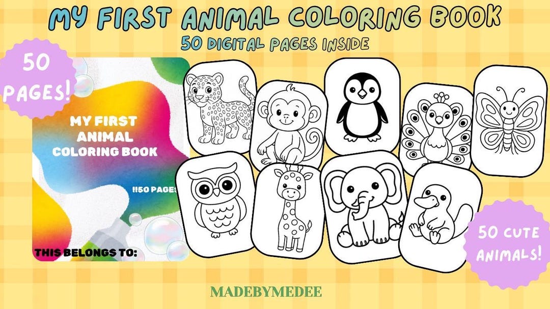 50 Cute Animals Coloring Book for Kids | Fun & Easy Coloring Pages for ...
