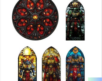 28mm Grimdark Stained Glass Window Panes for Gothic Ruins