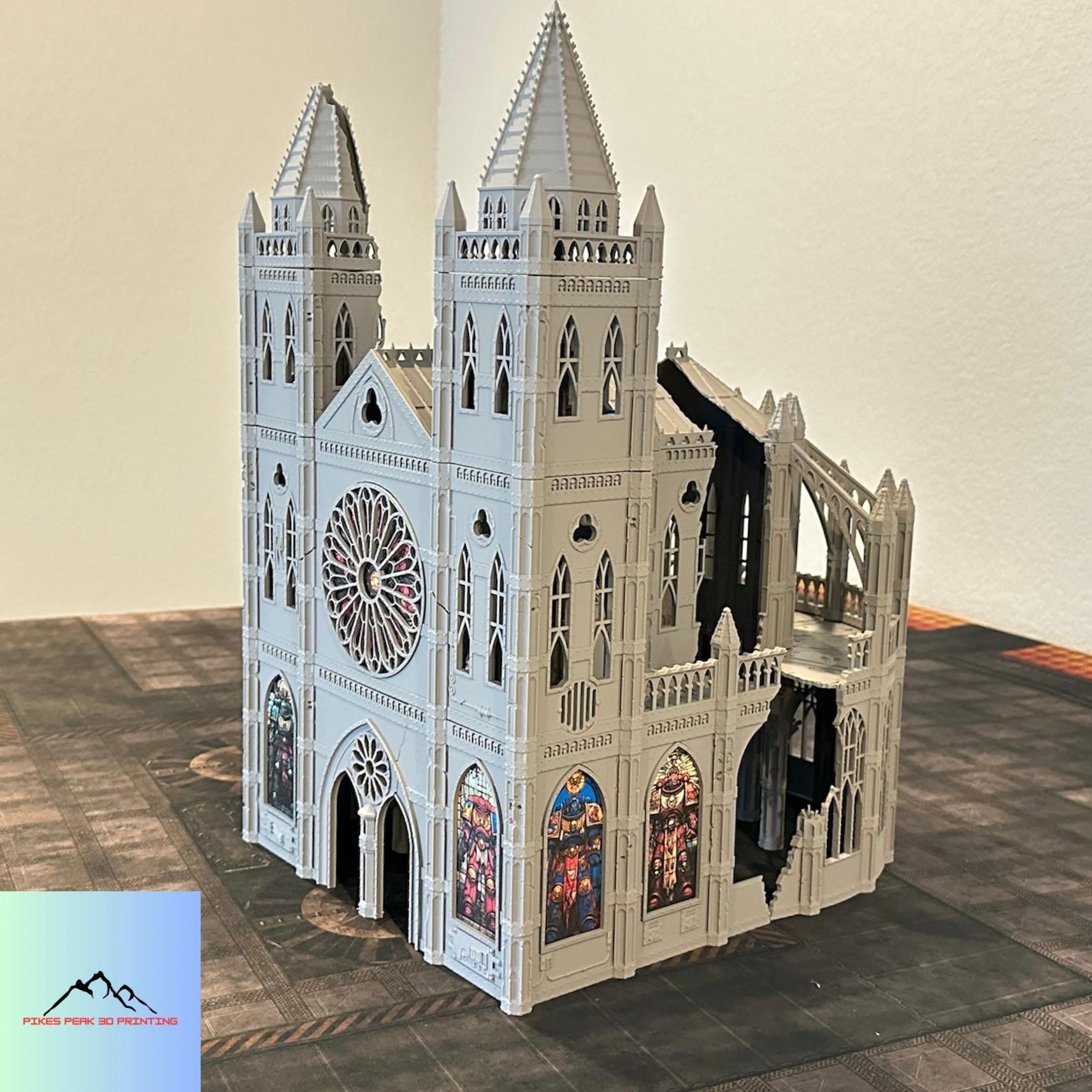 28mm Destroyed Gothic Cathedral Terrain to be used for in Warhammer 40k Nexus Pariah Competitive Games and other Grimdark Universe settings