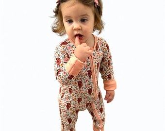 Highland Cow Bamboo Baby Sleeper: Convertible Footie Pajamas