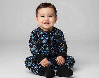Evil Eye Bambus Baby Schläfer: Wandelbare Footie Pyjamas