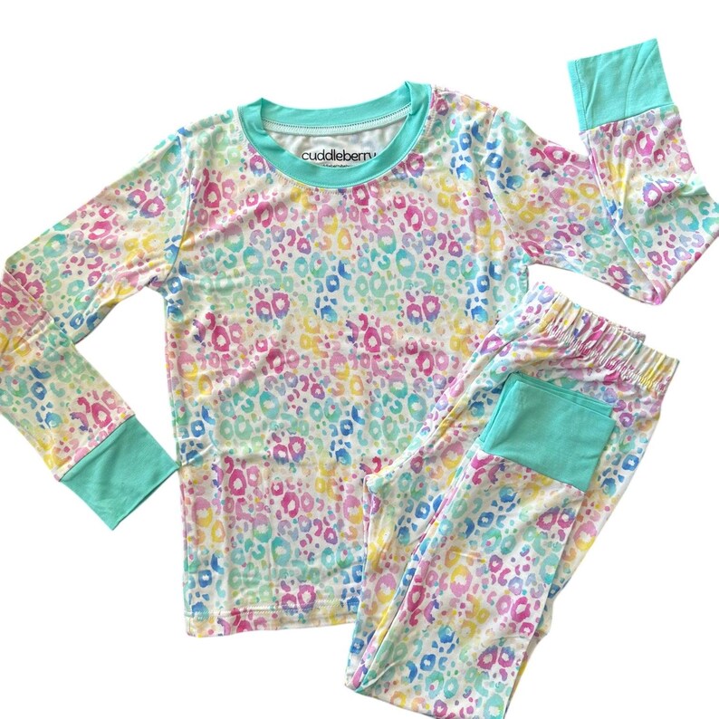 ColorPop Leopard Bamboo Pajamas: Soft, Stretchy Kids PJs image 2