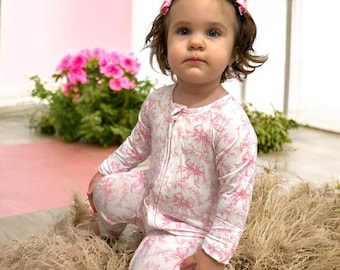 Toile Bamboo Baby Sleeper: Convertible Footie Pajamas with Zipper