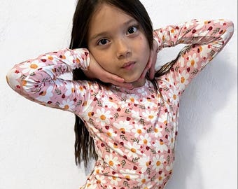Ladybug & Daisy Langarm zweiteilige Bambus Pyjamas für Kinder, Bambus PJ's für Kinder, weiche, dehnbare und kuschelige Pyjamas