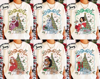Coquette Disney Princess Christmas TShirt, Belle Ariel Xmas, Magic Kingdom Magical Castle Christmas Tee, Walt Disney Disney Girl Trip Gifts