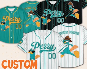 Maillot de baseball Perry l'ornithorynque personnalisé, chemise en jersey Phineas et Ferb, maillot de baseball de sport, cadeaux mignons pour les fans