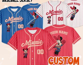 Custom Minnie Captain America Cosplay Baseball Jersey, Captain America Costume Shirt, Mickey Birthday Boy Gift, Minnie Superhero Inspired