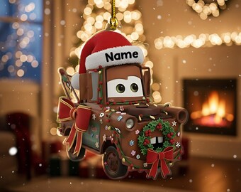 パーソナライズされたディズニーカーズアクリルクリスマスオーナメント