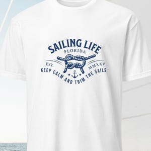 Sailing Life Florida Short-Sleeve Unisex T-Shirt, Keep Calm And Trim The Sails, Nautical T-Shirt, Yacht T-Shirt, Gifts for Sailors