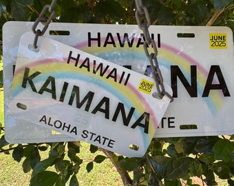 Personalized Mini Hawaii License Plate: Custom Name, chain Option