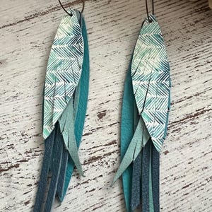 Long leather earrings, colorful leather earrings, fringe leather earrings, hoop leather earrings, tassel leather earrings, layered leather