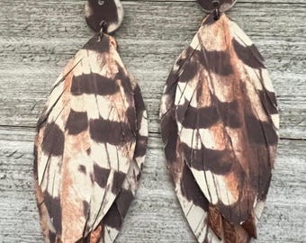 Leather earrings, fringe leather earrings, layered leather earrings, rustic vibe earrings, tassel earrings, earrings