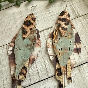 Layered Leather Fringe Earrings: Metallic Tassel Dangle Earrings