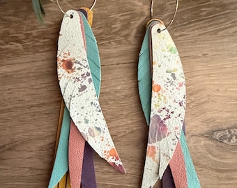 Colorful Layered Fringe Hoop Earrings, Women's Boho Earrings and Jewelry