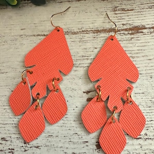 Leather earrings, dangle leather earrings, colorful leather earrings, geometric shape leather earrings, earrings