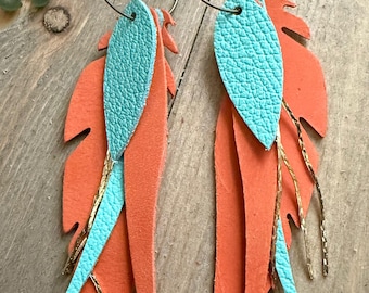 Colorful small  layered Leather hoop earrings, women's jewelry