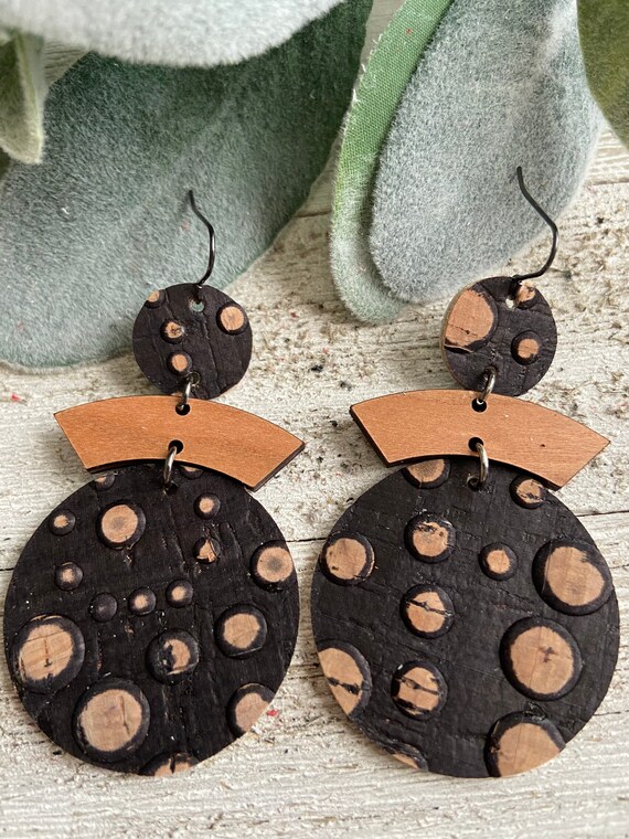 Etsy leather cheap earrings