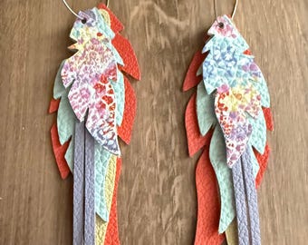 Colorful Layered Leather Earrings, Women's Jewelry