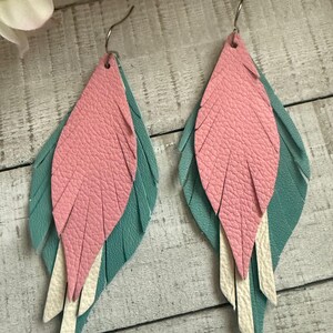Leather earrings, fringe leather earrings, colorful leather earrings, tassel earrings, leather tassel earrings, earrings, women&#39;s earrings