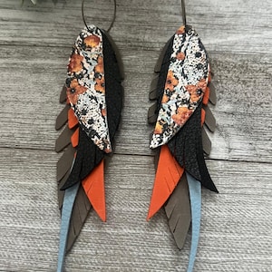 Leather earrings, long leather earrings, leather hoop earrings, layered leather earrings, colorful earrings, women’s jewelry, earrings