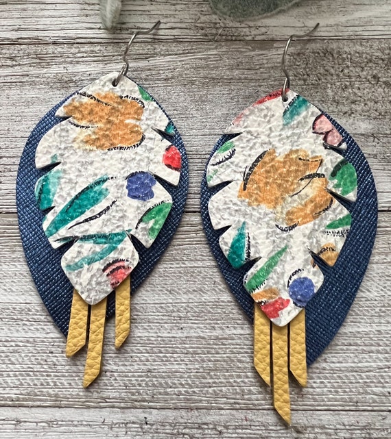 Big leather earrings deals