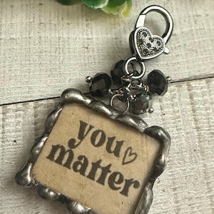 Soldered jewelry, soldered word charm, soldered pendant, beaded jewelry, Soldered glass pendant, unique jewelry, pendants, purse charms