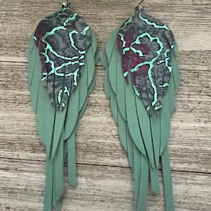 Leather earrings, fringe leather earrings, long leather earrings, colorful leather earrings, tassel leather earrings, earrings
